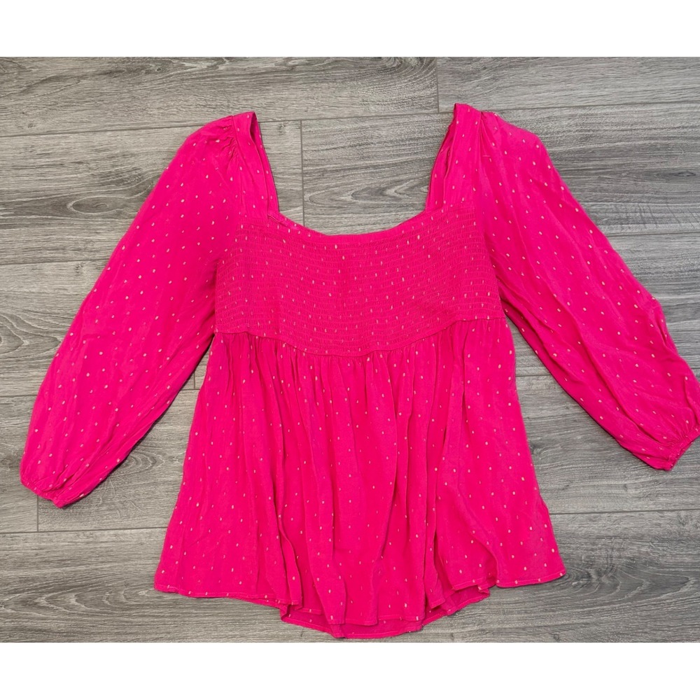 Motherhood Maternity Top Size L Baby Doll‎ Smocked Pink Brunch Shower Top